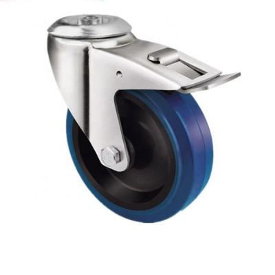 Europe Fork 3/4/5/6/8 inch Load ratin 120 to 400kg Blue high resilience elastomer castor wheel