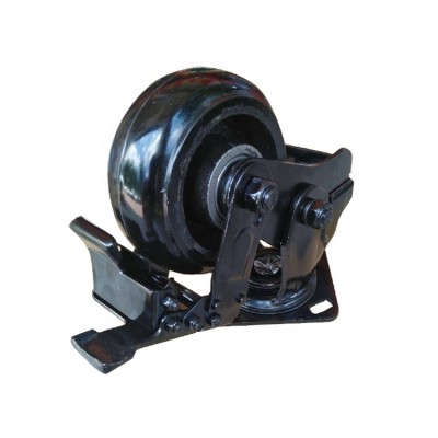 150mm spring loaded trolley black polyurethane caster