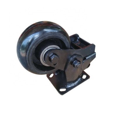 125mm spring loaded trolley black polyurethane castors wheel