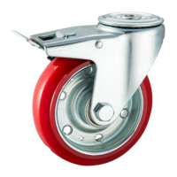 Long way nice price 100 mm heavy capacity PU caster with steel core caster wheel swivel with brake