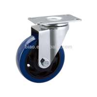 4" Blue PU Wheel Trolley Swivel Castor