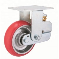 6 inch red PU heavy duty shock absorber industrial wheel caster