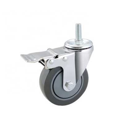 Shopping trolley 5" PVC M12X30MM Thread Stem Caster Wheel